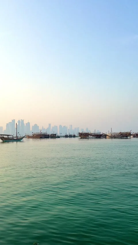 Scenic view from Doha Corniche  ,Doha, Qatar- January 03, 2026. Stock Footage 325898566