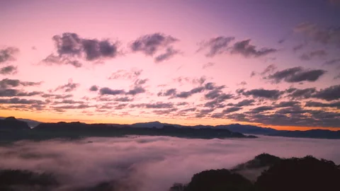 Scenic view dramatic beautiful sunset sky. Natural Sunset Sunrise Видео 265203288