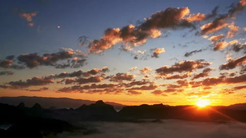 Scenic view dramatic beautiful sunset sky. Natural Sunset Sunrise Video stock 265203653