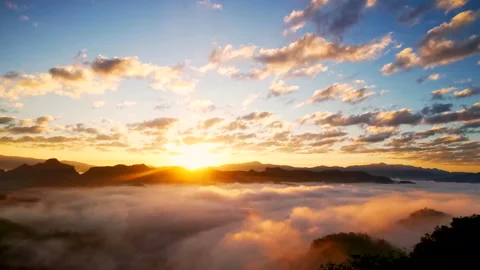 Scenic view dramatic beautiful sunset sky. Natural Sunset Sunrise Stock Footage 265203892