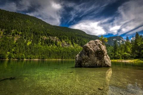 Scenic view with dramatic cloud in Alps Stock-Fotos