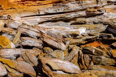 Scenic view of dramatic rock formations along the coastline at Broome Foto stock