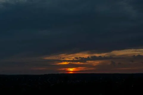 Scenic View Of Dramatic Sky During Sunset Stock Photos