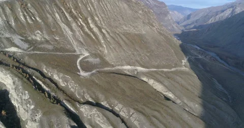 Scenic view from drone flying above Katu Yaryk mountain pass, Altai Stock Footage 143965684
