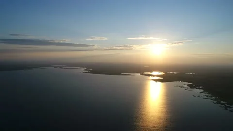 Scenic view from drone over sunset Stock Footage 144527132