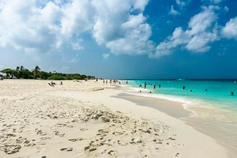 Scenic view of the Eagle Beach, Aruba Stock Photos