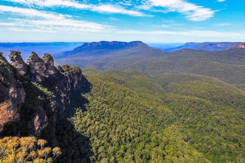 Scenic view from Echo Point in the Blue Mountains overlooking Jamison Valley Stock Photos