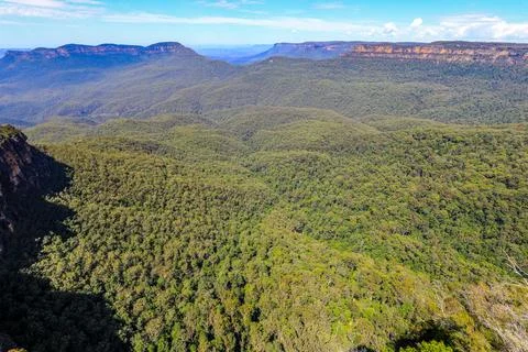 Scenic view from Echo Point in the Blue Mountains overlooking Jamison Valley Stock Photos