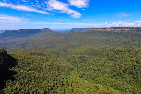 Scenic view from Echo Point in the Blue Mountains overlooking Jamison Valley Stock Photos
