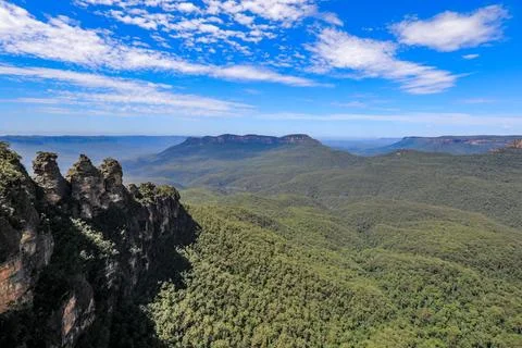 Scenic view from Echo Point in the Blue Mountains overlooking Jamison Valley Stock Photos