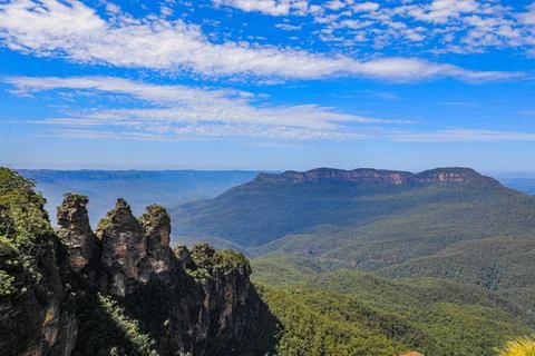 Scenic view from Echo Point in the Blue Mountains overlooking Jamison Valley Foto stock
