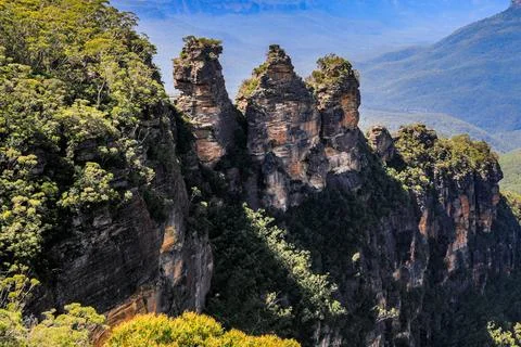 Scenic view from Echo Point in the Blue Mountains overlooking Jamison Valley Stock Photos