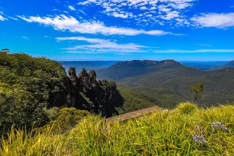 Scenic view from Echo Point in the Blue Mountains overlooking Jamison Valley Foto stock