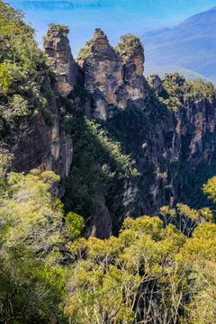 Scenic view from Echo Point in the Blue Mountains overlooking Jamison Valley Stock Photos