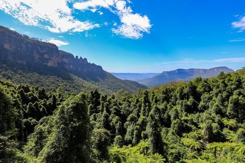 Scenic view from Echo Point in the Blue Mountains overlooking Jamison Valley Stock Photos