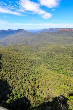 Scenic view from Echo Point in the Blue Mountains overlooking Jamison Valley Stock Photos