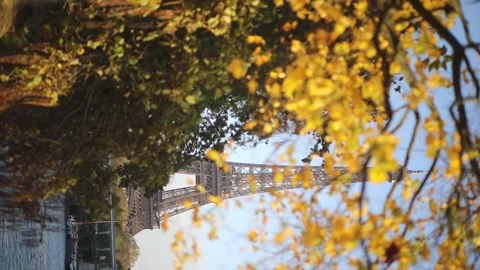 Scenic view to the Eiffel tower over the river Seine Stock Footage 317078769