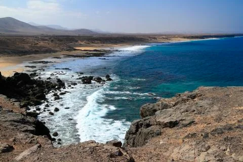 Scenic view El Cotillo beach on Fuerteventura, Canary Islands Stock Photos