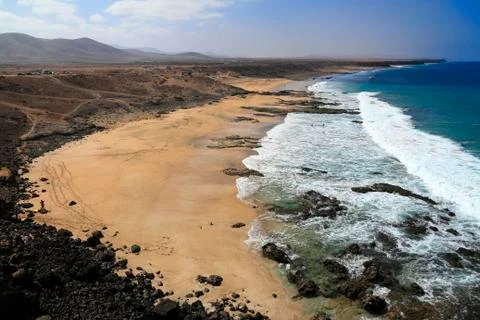 Scenic view El Cotillo beach on Fuerteventura, Canary Islands Stock Photos