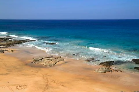 Scenic view El Cotillo beach on Fuerteventura, Canary Islands Stock Photos