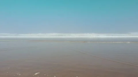 Scenic view of an empty beach early morning  - Ain Diab, Casablanca Morocco Stock Footage 255134032