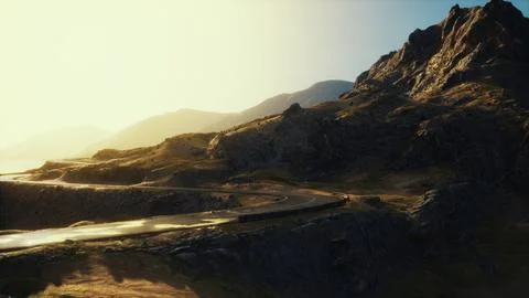 Scenic view of empty road amidst volcanic landscape Stock Illustration