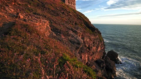 Scenic view of an evening horizontal sunset over the Atlantic Ocean in Portugal. Stock Footage 169215298