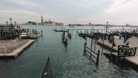 Scenic view of gondolas navigating the Venetian lagoon Stock Footage 321709254