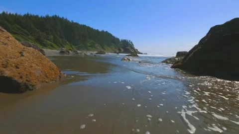 Scenic View of Hidden Beach and Rugged Pacific Coastline in Redwood National Par Stock Footage 332432951
