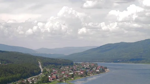 Scenic view from high mountain river Cityscape 스톡 동영상 70818776