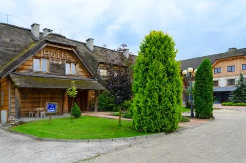 Scenic view of hotel complex in stopping point Pajero, Poland Фото