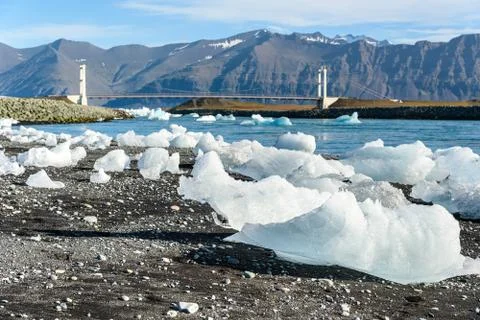 Scenic view of icebergs in glacier lagoon, Iceland Foto stock
