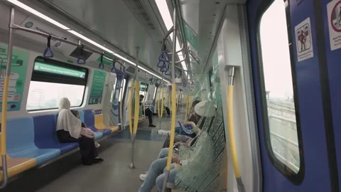 Scenic view of interior of the MRT (Mass Rapid Transit) Malaysia. Видео 283354752