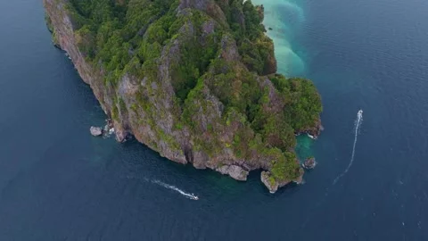Scenic view of Ko Phi Phi Don and limestone peaks, Thailand Stock Footage 307437559