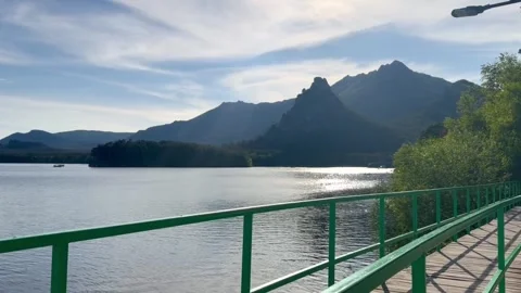 Scenic view of Lake Borovoe and mountains in Burabay National Park Kazakhstan 스톡 동영상 338282964