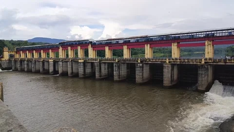 Scenic View of a Large Dam Stock Footage 313148951