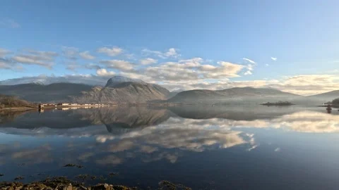 Scenic view of Loch Eil and Ben Nevis Stock Footage 223016052