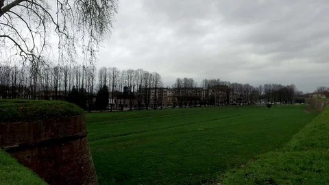 Scenic view of Lucca park on a cloudy day Stock Footage 75749678