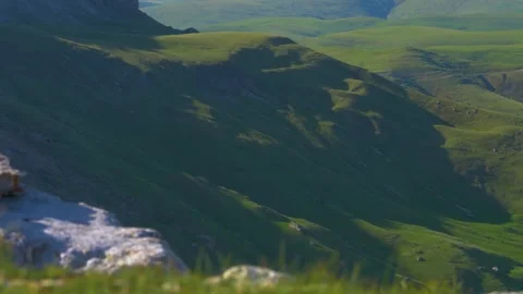 Scenic View of Lush Green Mountain Slopes and Valleys in Kabardino-Balkaria, Rus Stock Footage 325682467