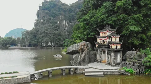 Scenic view of main gate to the Bich Dong Pagoda Stock Footage 235012435