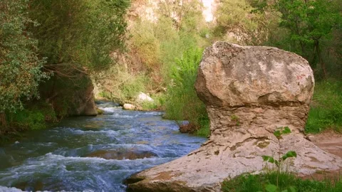 Scenic View of Melendiz River Flowing Through Ihlara Valley, Cappadocia, Turkey Stock Footage 332546275