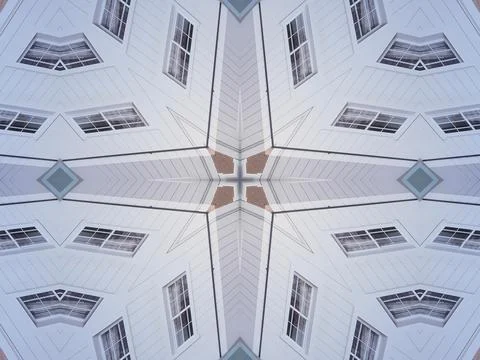 Scenic view of mirrored visualizations made of architectural elements Foto stock