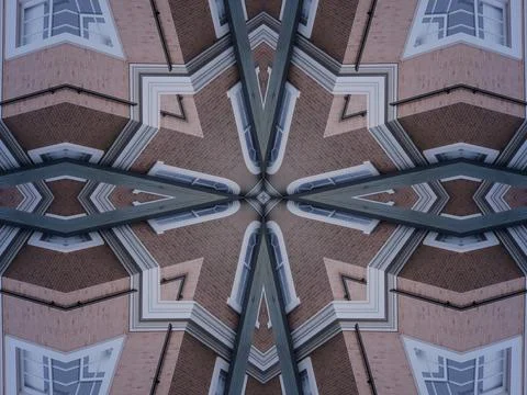 Scenic view of mirrored visualizations made of architectural elements 写真素材