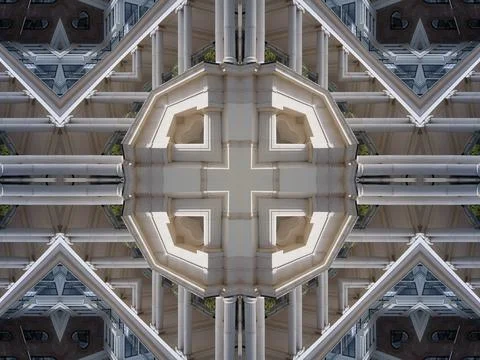 Scenic view of mirrored visualizations made of architectural elements Stock Photos