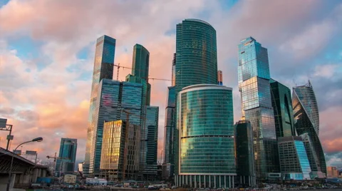 Scenic view of Moscow-City complex, Russia Stock Footage 61364525