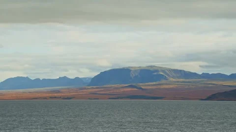 Scenic View of Mount Esja from Faxa Bay, Iceland Stock Footage 320515635