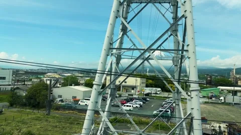 Scenic view of Mount Fuji from the window of a Tokaido Shinkansen bullet train. Stock Footage 334583103