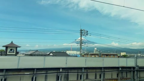 Scenic view of mount Fuji from the window of Shinkansen bullet train in Japan.  Stock-Footage 334583155
