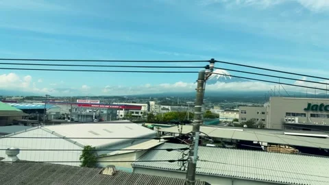 Scenic view of mount Fuji from the window of Shinkansen bullet train in Japan.  Video stock 334583221