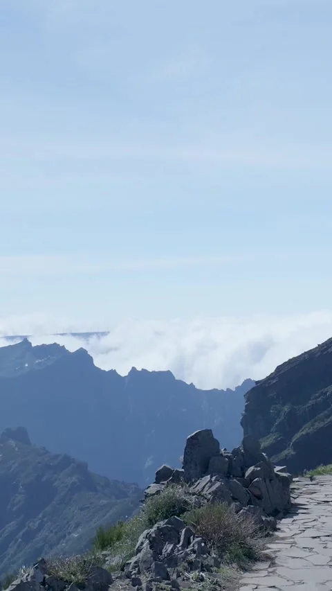 Scenic view from a mountain path in madeira Stock Footage 334443647